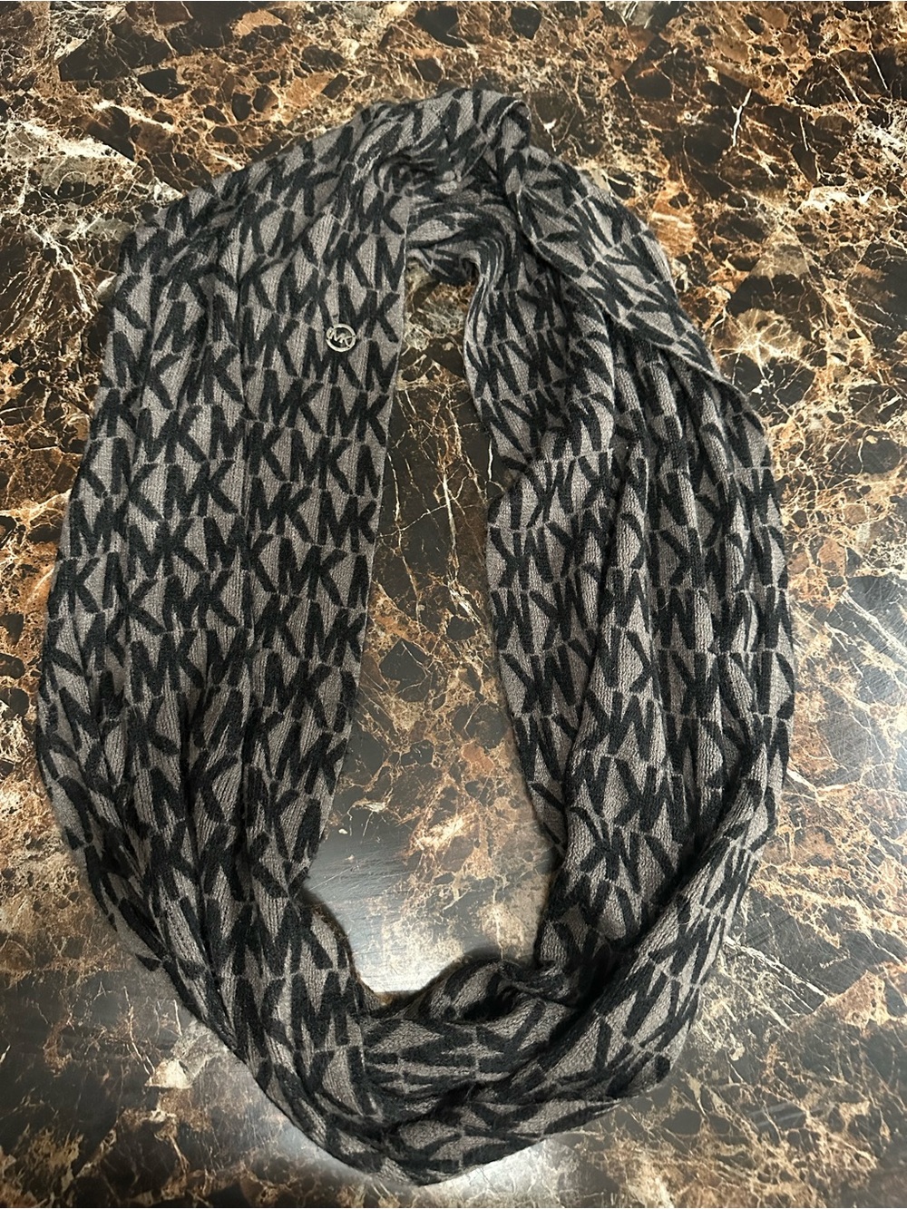 Michael Kors Black & Gray MK Logo Infinity Scarf